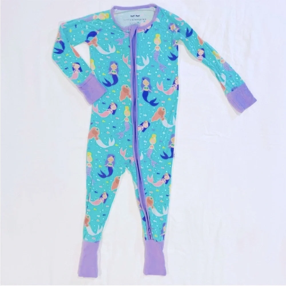 Little Sleepies Mermaid Magic Zippy Girls 12-18M Bamboo Sleeper Footie Pajamas